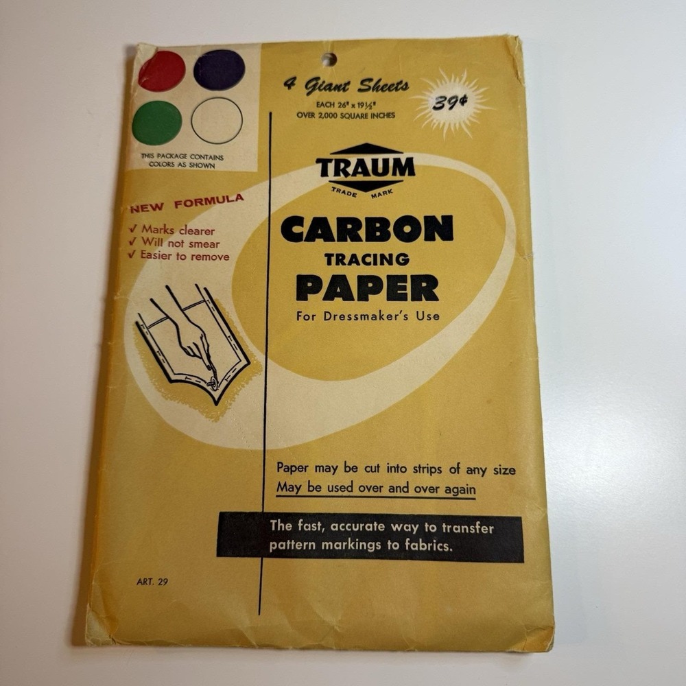 Vintage 1950s Traum Carbon Tracing Paper Dressmaker 4 Transfers 1956 MCM Prop
